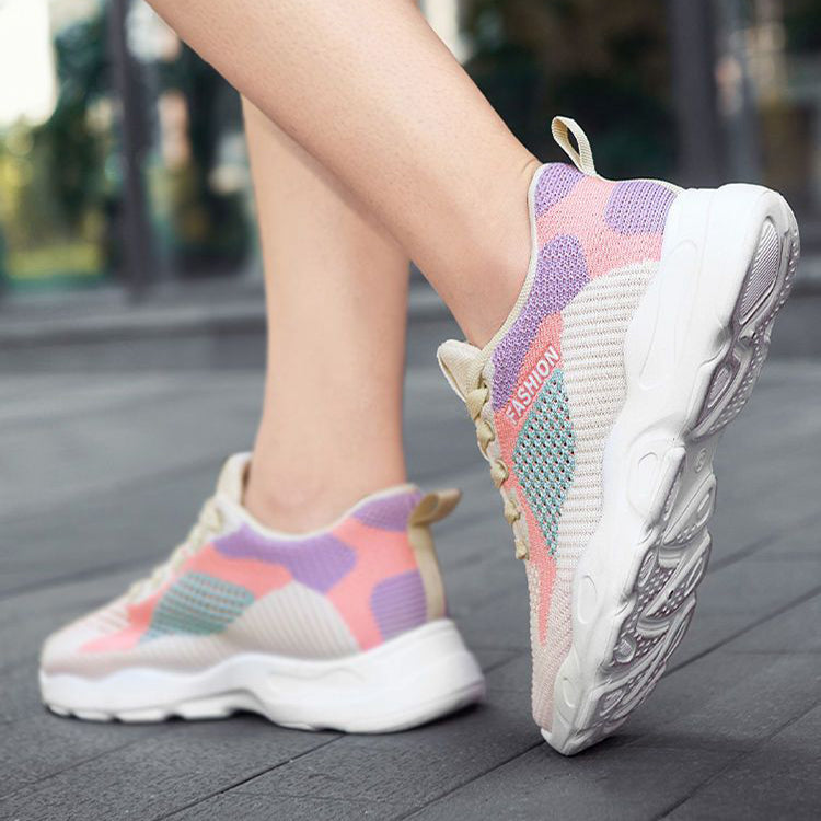 AurafitCasual Colorblock Lace-up Sneakers Women Versatile