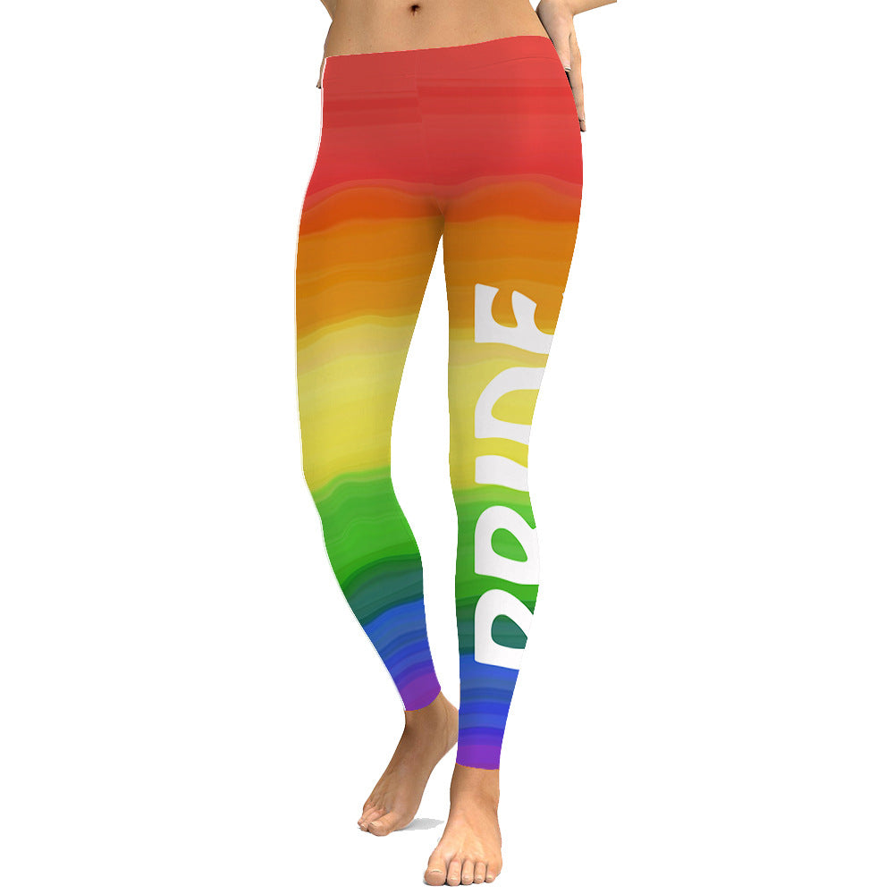 Leggings Aurafit con diseño de orgullo arcoíris, ideales para expresar estilo y confianza en cualquier ocasión.