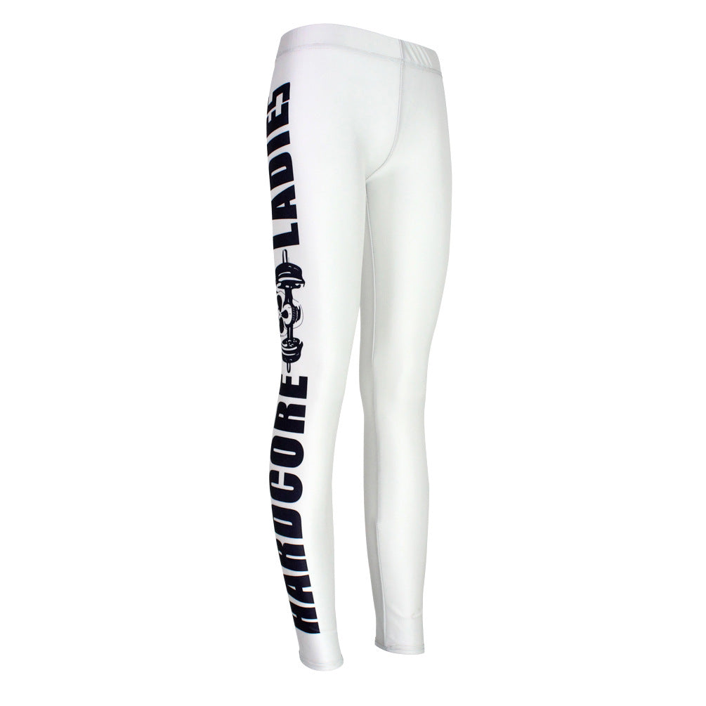 Leggings Aurafit Hardcore Ladies en color blanco, con diseño llamativo, ideales para entrenamiento y confort.