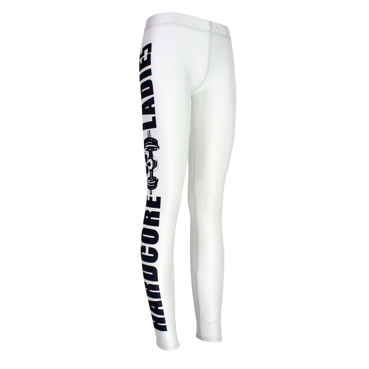 Leggings Aurafit Hardcore Ladies en color blanco, con diseño llamativo, ideales para entrenamiento y confort.