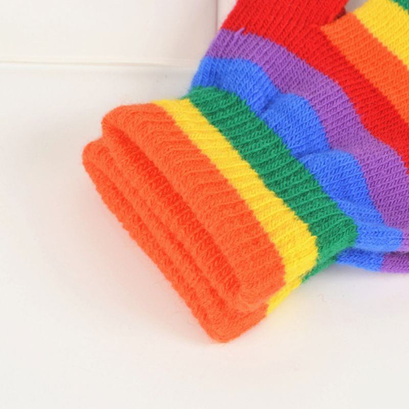 Aurafit Rainbow Striped Fingerless Gloves – Stylish Half