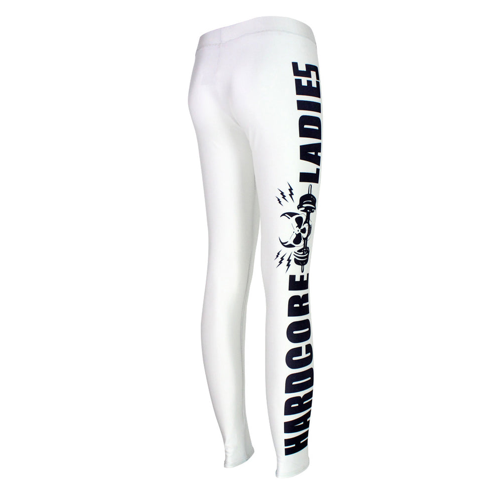 Leggings Aurafit Hardcore Ladies en color blanco, con diseño llamativo, ideales para entrenamiento y confort.