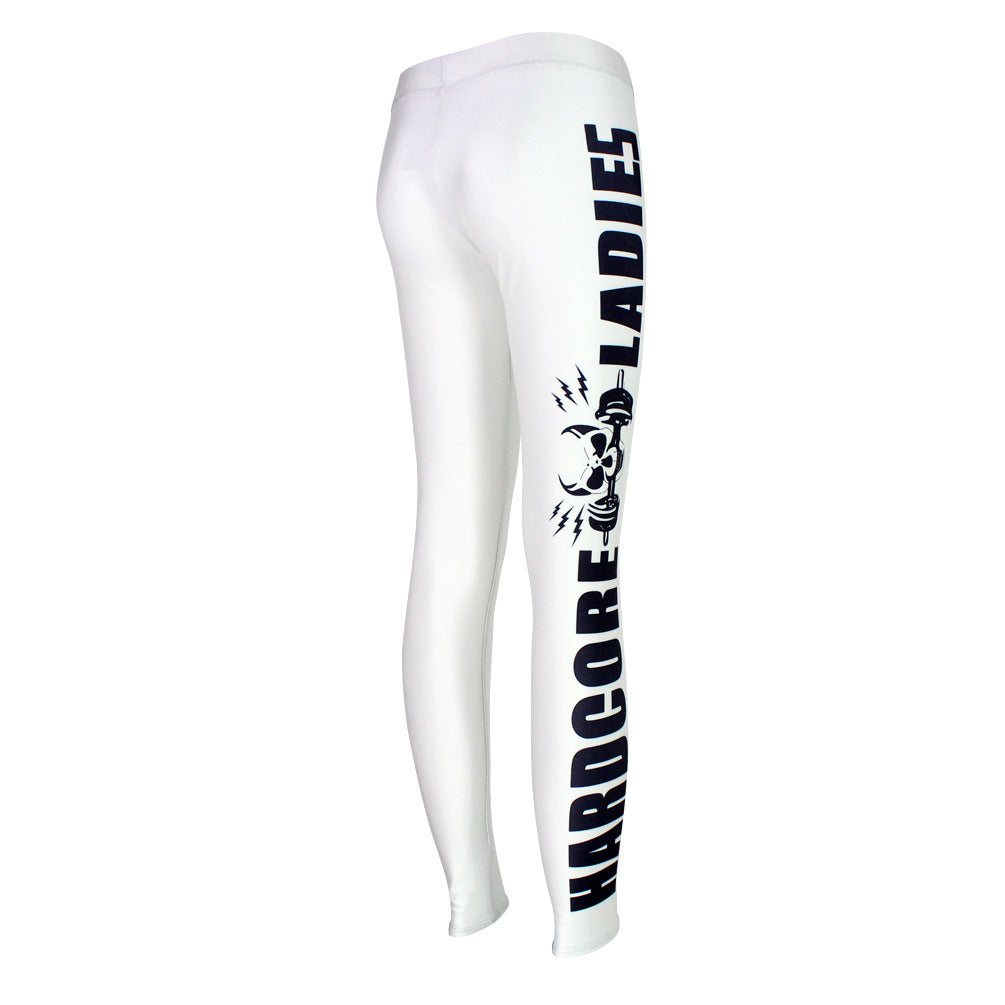 Leggings Aurafit Hardcore Ladies en color blanco, con diseño llamativo, ideales para entrenamiento y confort.