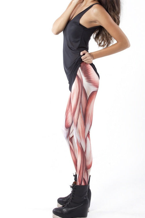 Aurafit Lady's leggings con diseño de músculos, perfectas para comodidad y estilo en cualquier actividad.
