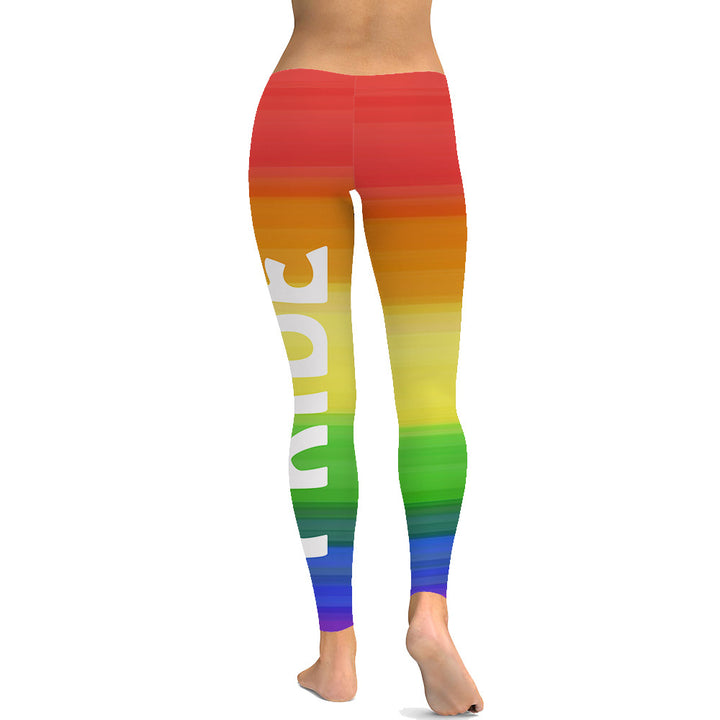 Leggings Aurafit con diseño de orgullo arcoíris, ideales para expresar estilo y confianza en cualquier ocasión.
