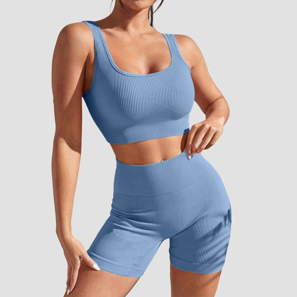 Aurafit Sports Suit Fitness Clothes Tight Sexy Short Sleeve
