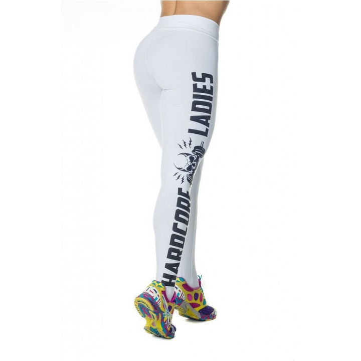 Leggings Aurafit Hardcore Ladies en color blanco, con diseño llamativo, ideales para entrenamiento y confort.
