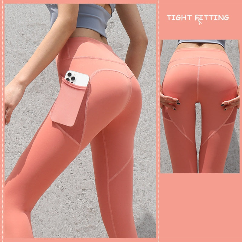 Aurafit Gym Sport Seamless Leggings With Pockets Push Up High