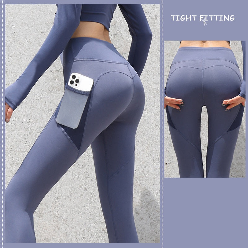 Aurafit Gym Sport Seamless Leggings With Pockets Push Up High