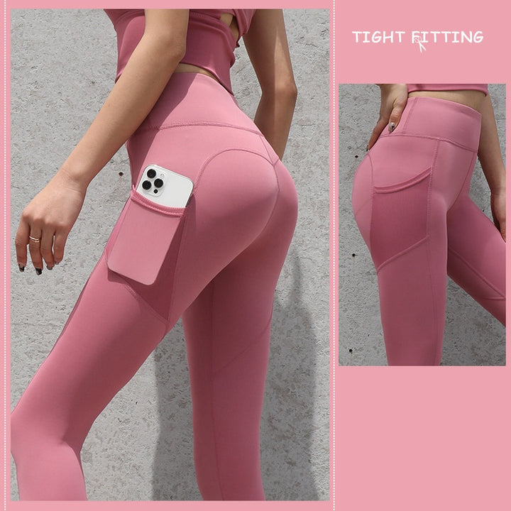 Aurafit Gym Sport Seamless Leggings With Pockets Push Up High