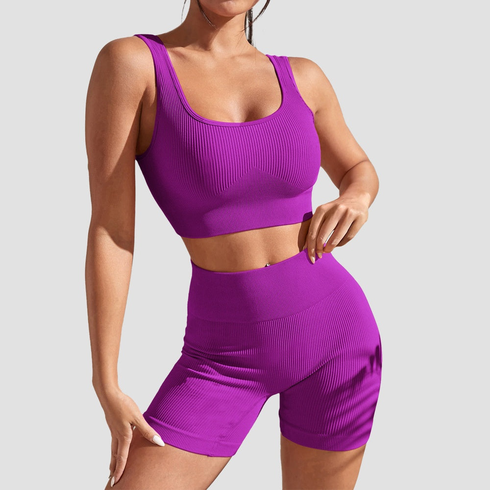 Aurafit Sports Suit Fitness Clothes Tight Sexy Short Sleeve