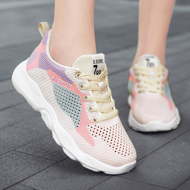 AurafitCasual Colorblock Lace-up Sneakers Women Versatile