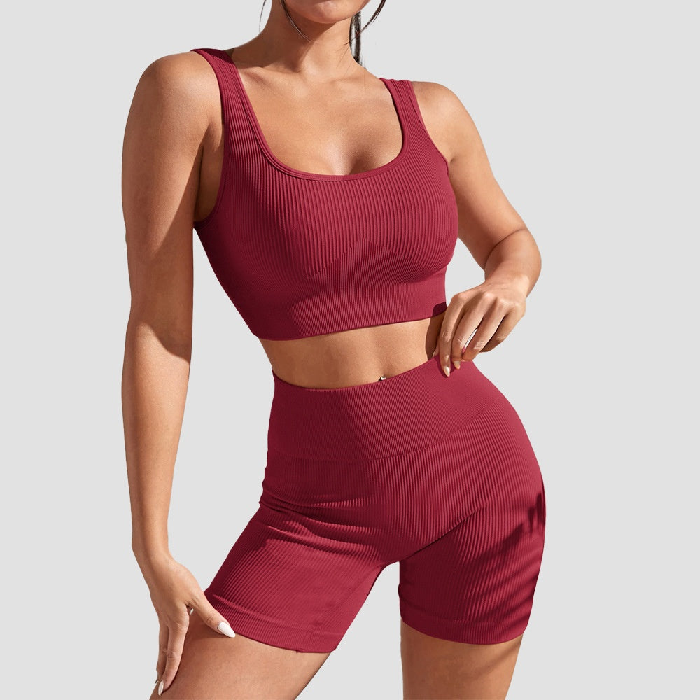 Aurafit Sports Suit Fitness Clothes Tight Sexy Short Sleeve